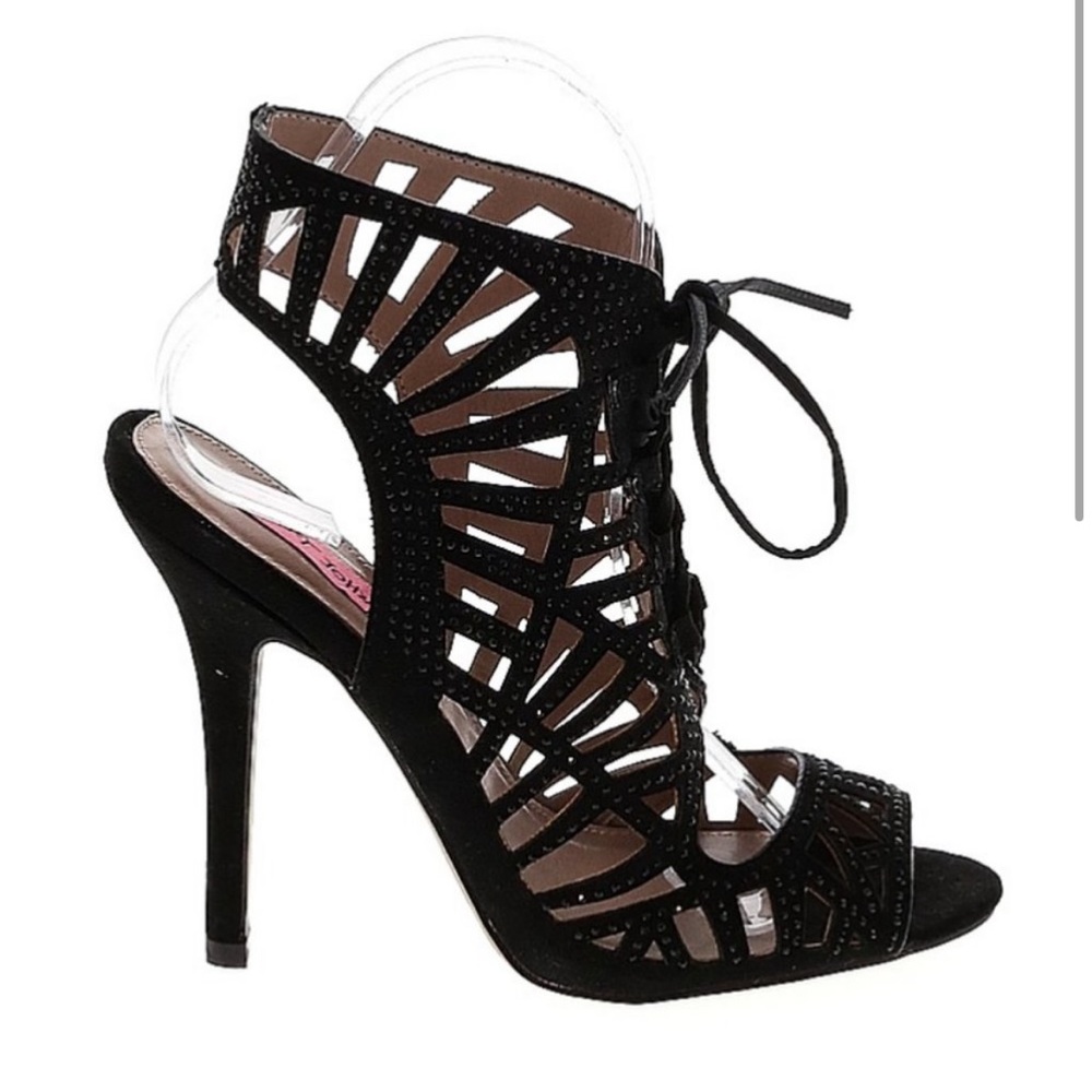 Betsey Johnson Black Rhinestone Heels